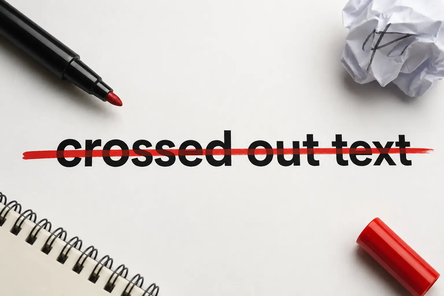 Crossed Out Text - techeadvice